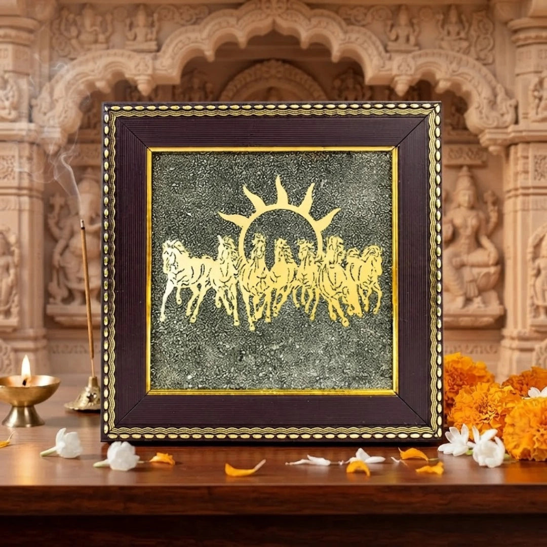 7 Horses on Raw Pyrite Frame