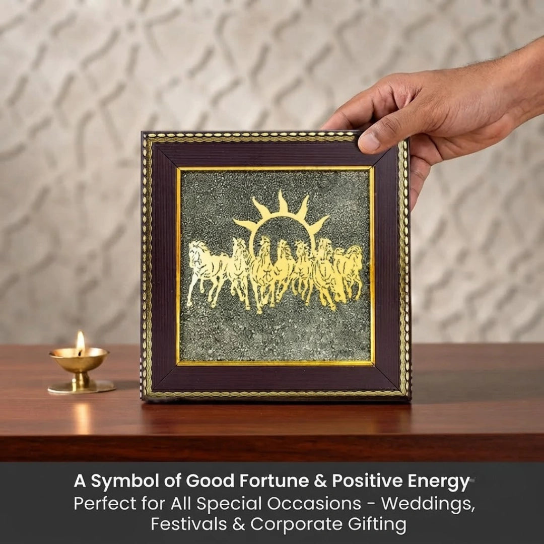 7 Horses on Raw Pyrite Frame