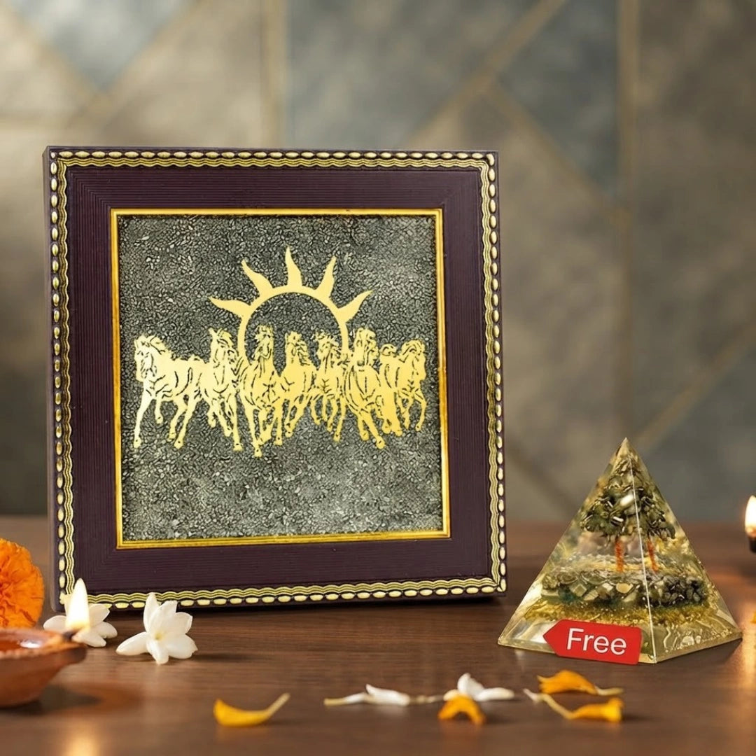 7 Horses on Raw Pyrite Frame free