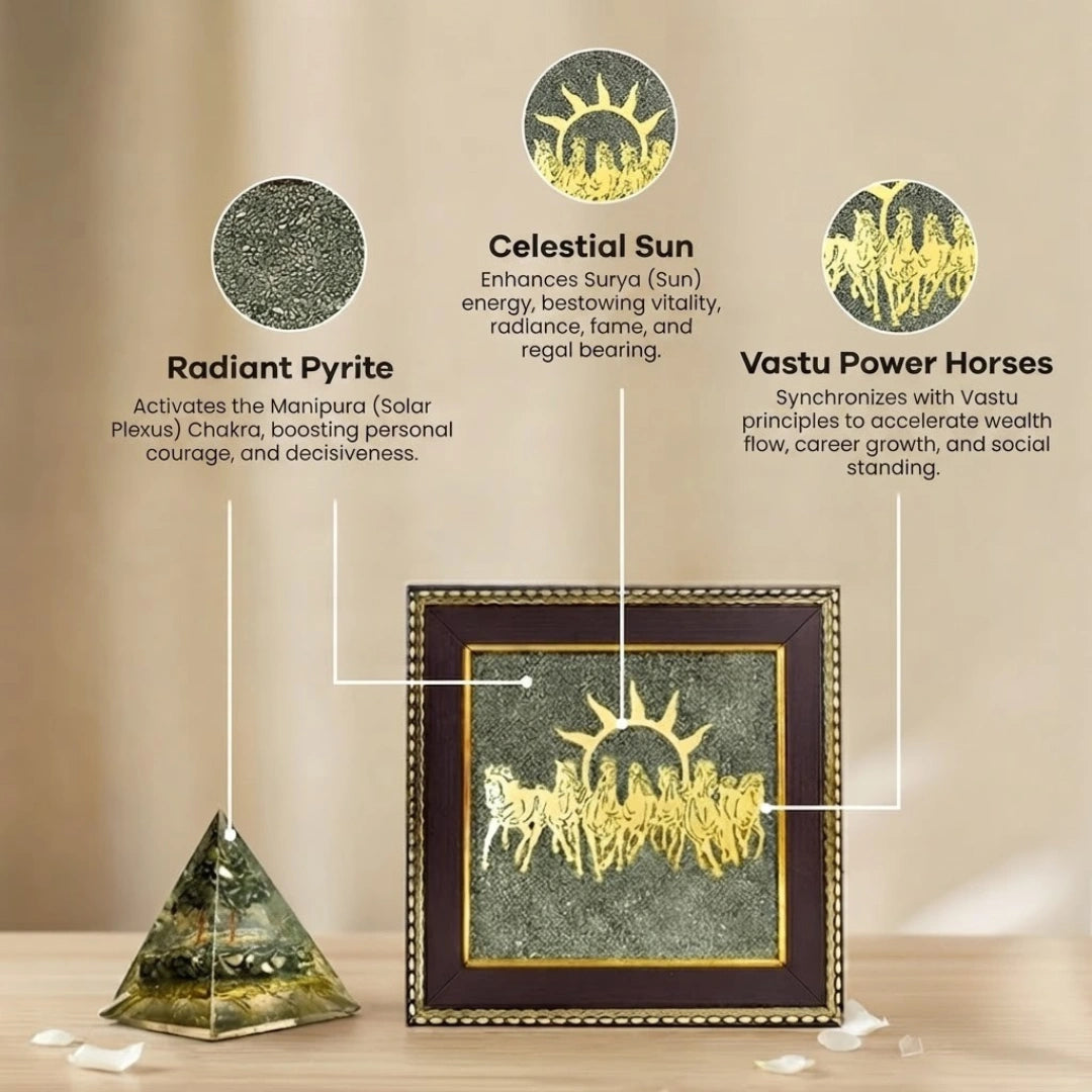 7 Horses on Raw Pyrite Frame free