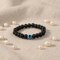 Black Obsidian Evil Eye Bracelet Raw Selenite
