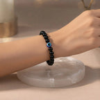 Black Obsidian Evil Eye Bracelet Raw Selenite