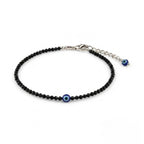 Black Tourmaline Anklet Evil Eye Charm