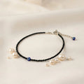 Black Tourmaline Anklet Evil Eye Charm