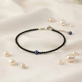Black Tourmaline Anklet Evil Eye Charm