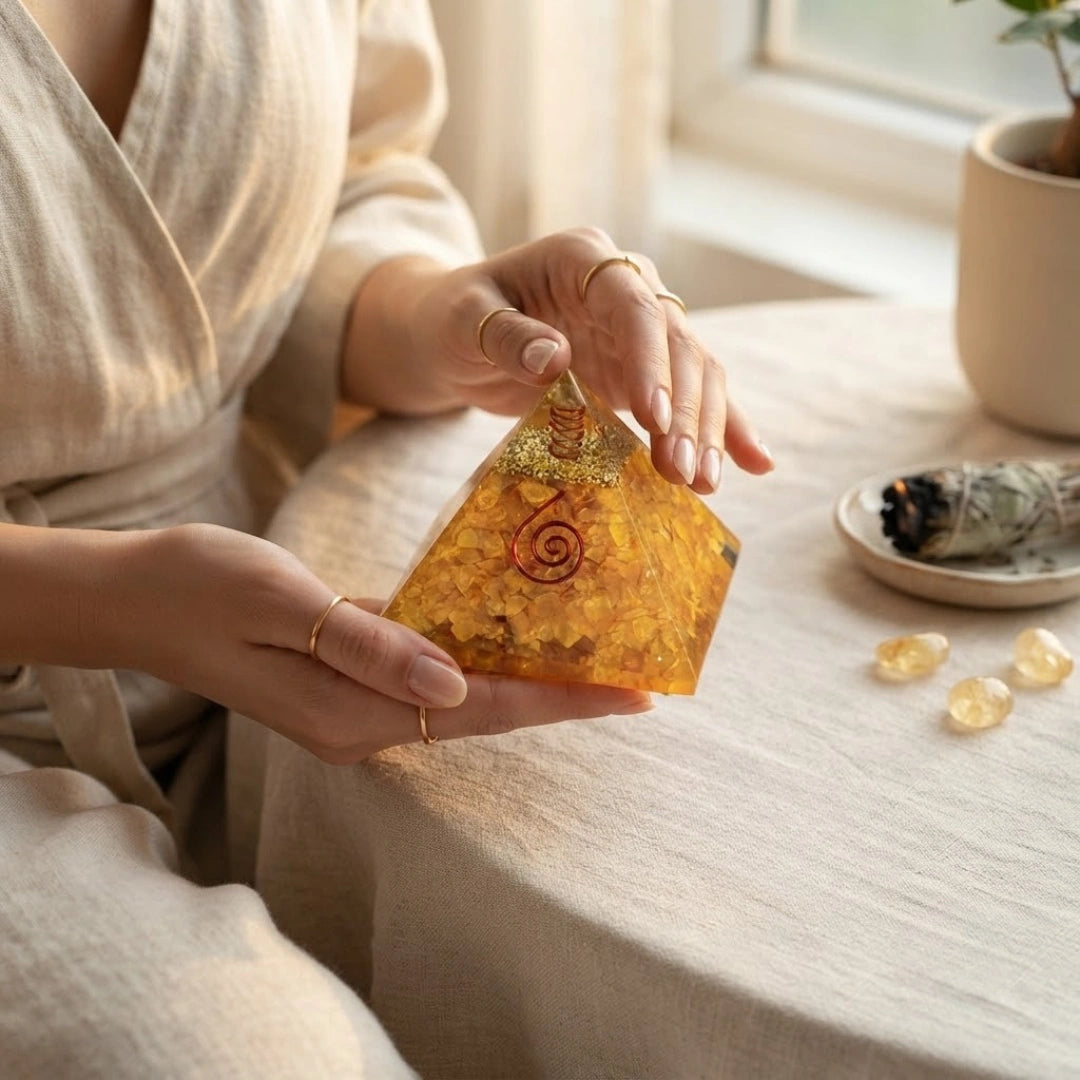 Citrine Pyramid with Free Raw