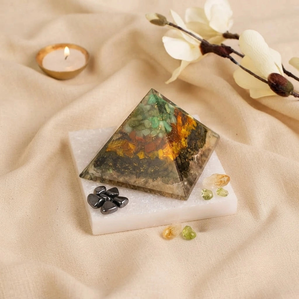 Dhan Yog Pyramid Free Square Raw Selenite Plate