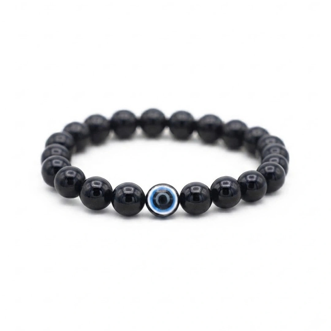 Evil Eye Bracelet with Black Obsidian