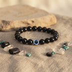 Evil Eye Bracelet with Black Obsidian