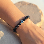 Evil Eye Bracelet with Black Obsidian