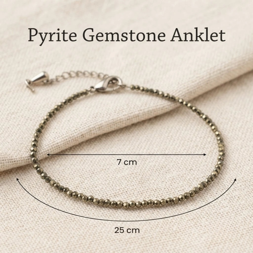 Maha Lakshmi Siddh Raw Pyrite Anklet