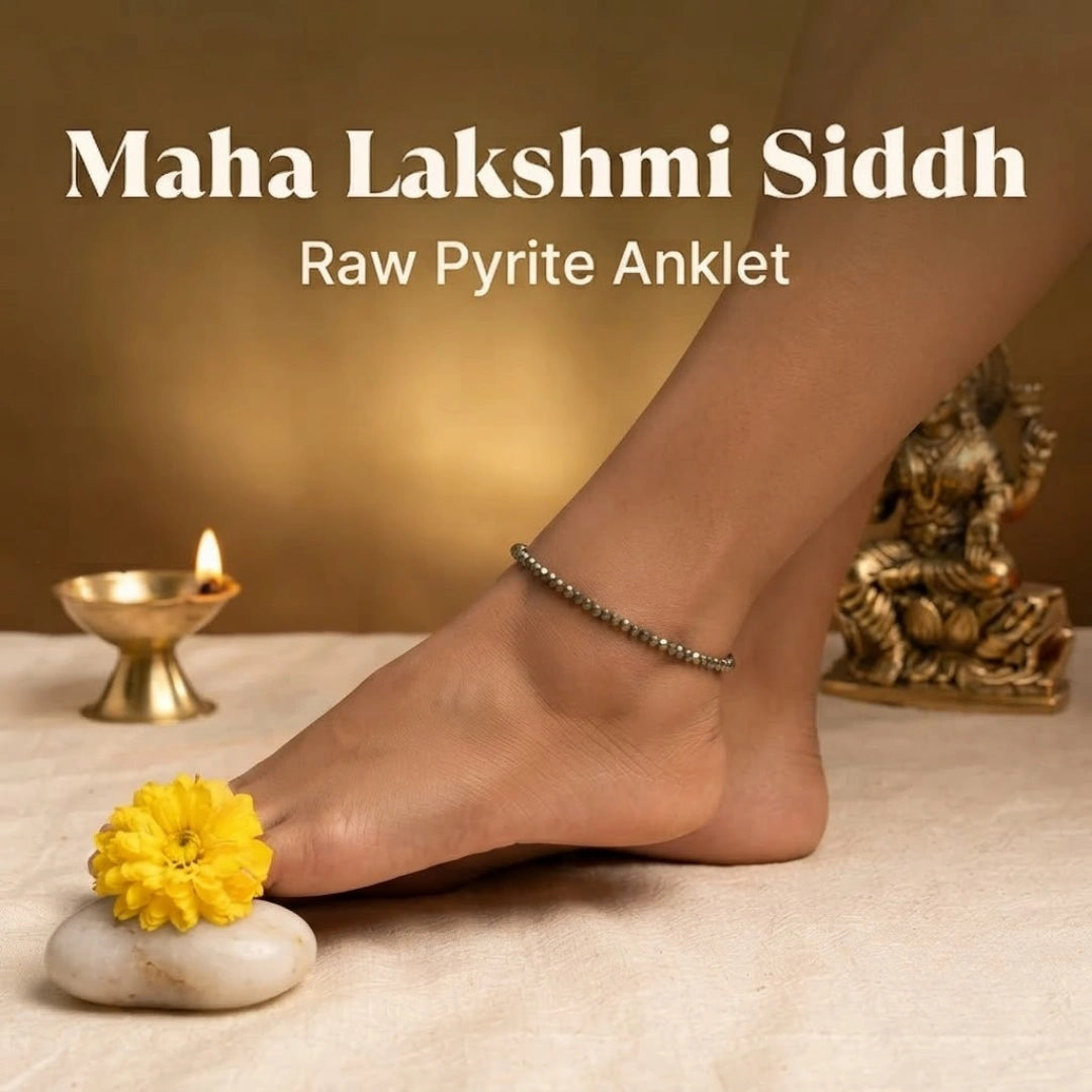 Maha Lakshmi Siddh Raw Pyrite Anklet