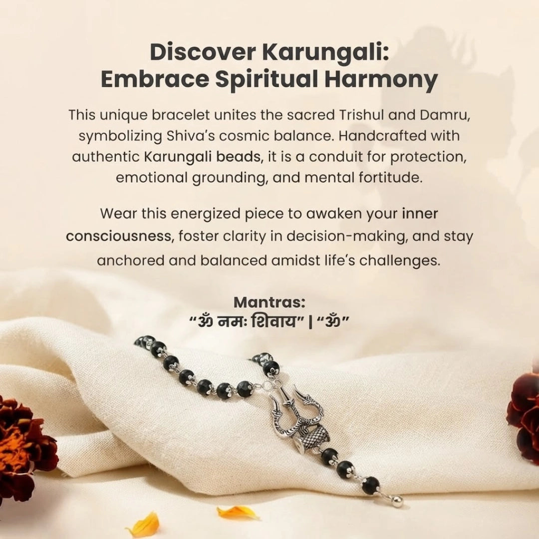 Mahadev Trishul Damru Karungali Kavach Bracelet