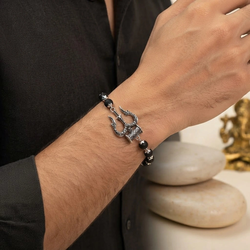 Mahadev Trishul Damru Karungali Kavach Bracelet