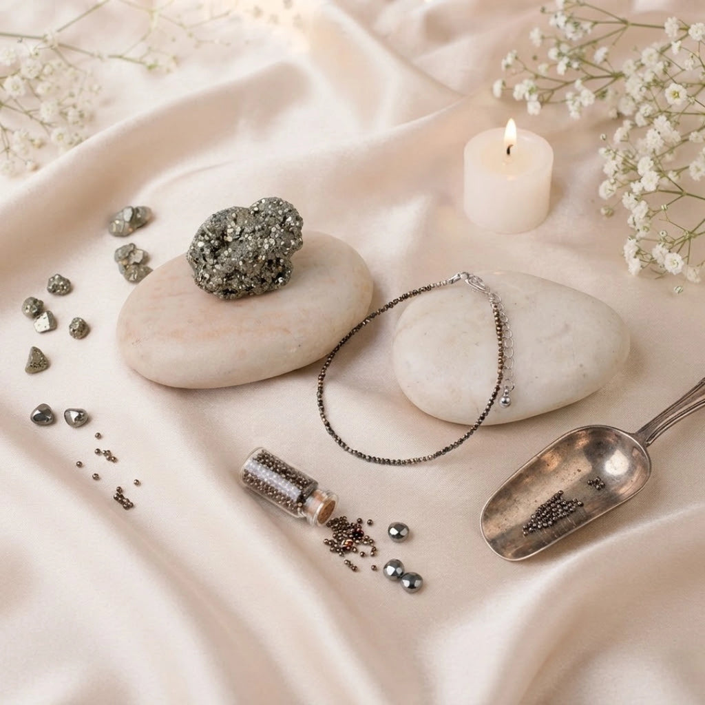 Mahalaxmi Combo Pyrite Anklet with Pyrite Stone