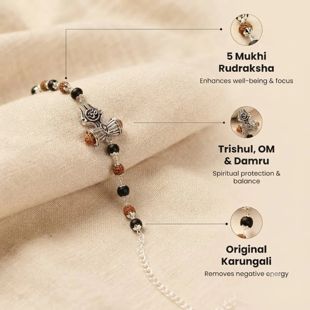 Om Trinetra Trishul Damru Karungali Rudraksha