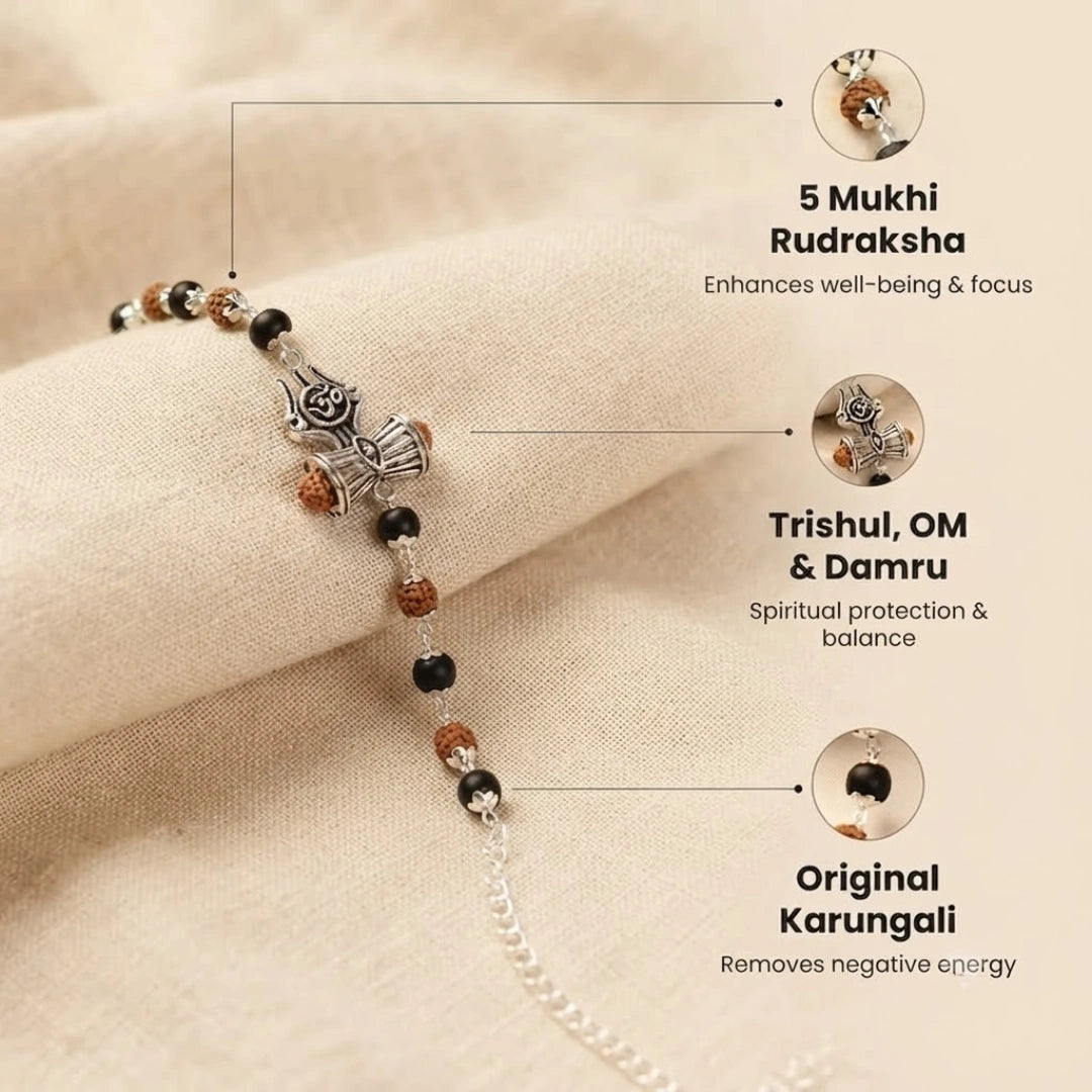 Om Trinetra Trishul Damru Karungali Rudraksha