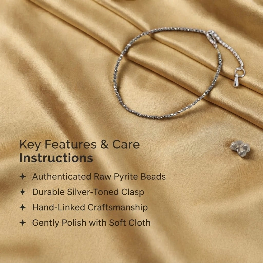 Pyrite Anklet Free Black Tourmaline Anklet with Evil Eye Charm