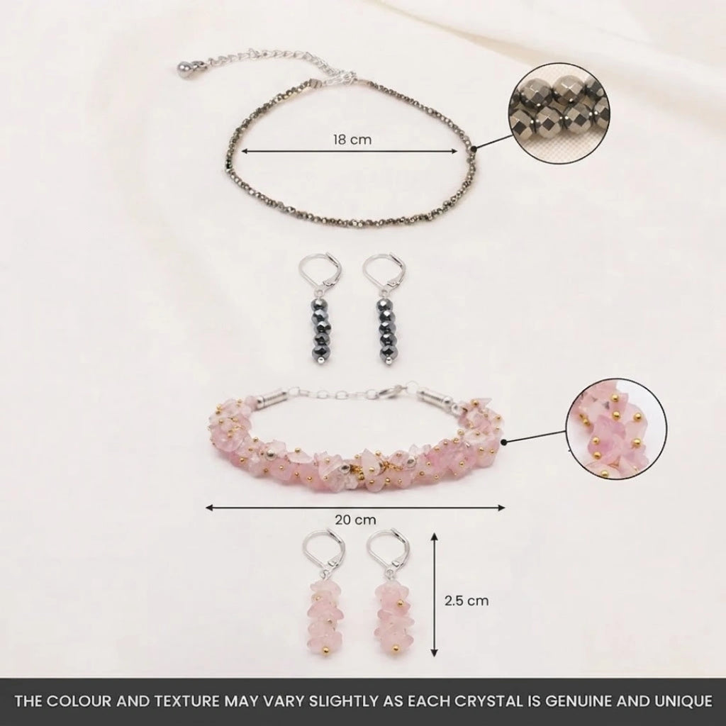 Pyrite Anklet with Rose Quartz Chips