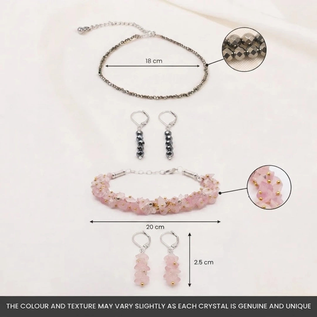 Pyrite Anklet with Rose Quartz Chips