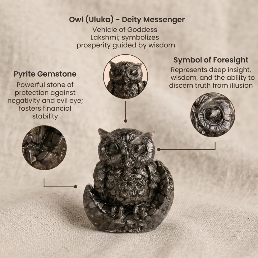 Pyrite Owl with Free Square Selenite
