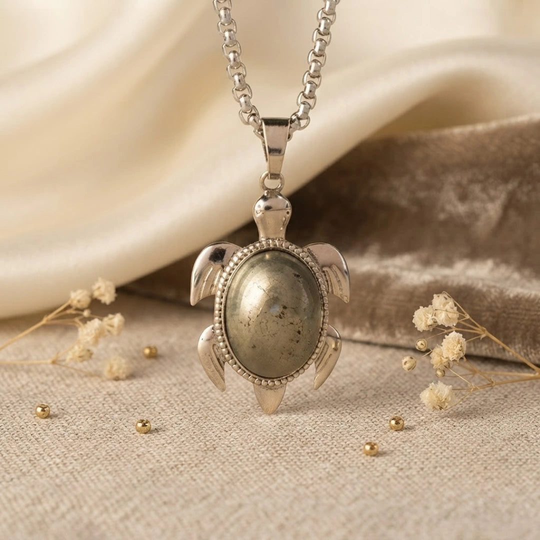 Pyrite Tortoise Pendant