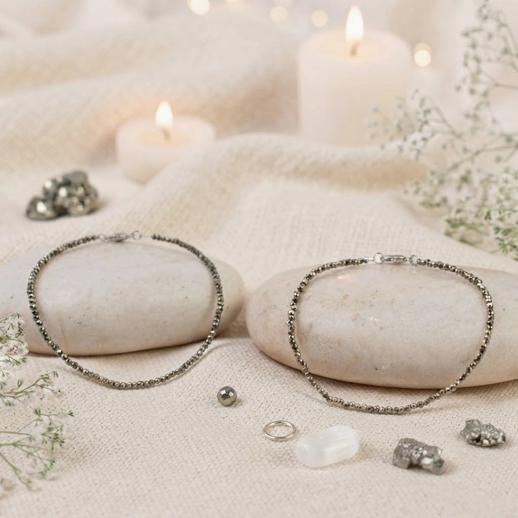 Raw Pyrite Anklet Set Of 2