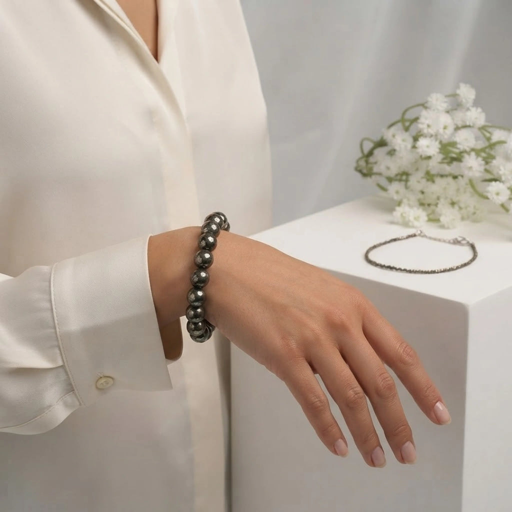 Raw Pyrite Bracelet with Raw Pyrite