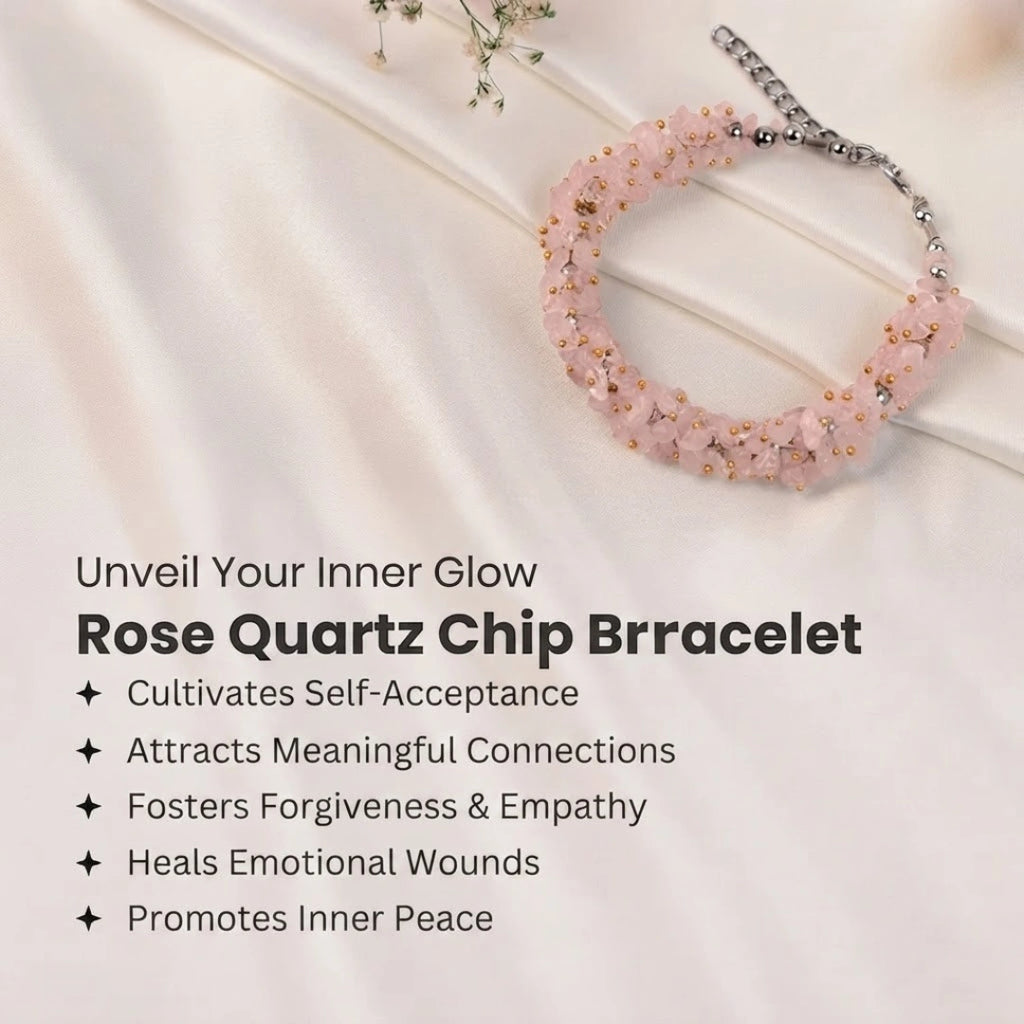 Rose Quartz Chips Bracelet with Free